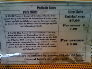 Sample Per-Block/Per-Avenue Pedicab Rate Card