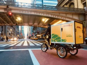 DHL's Cycles Maximus trike outside NYC's Grand Central